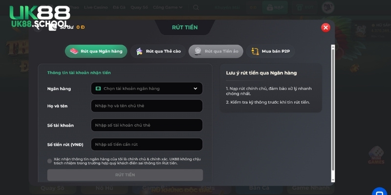 Cách rút thưởng an toàn từ UK88
